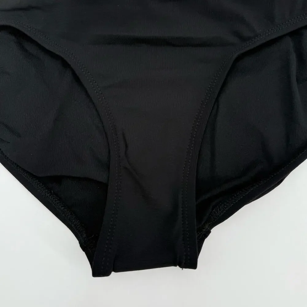 Robin Piccone Malia Banded Bikini Bottoms Size Large NEW Black White Swim NWOT